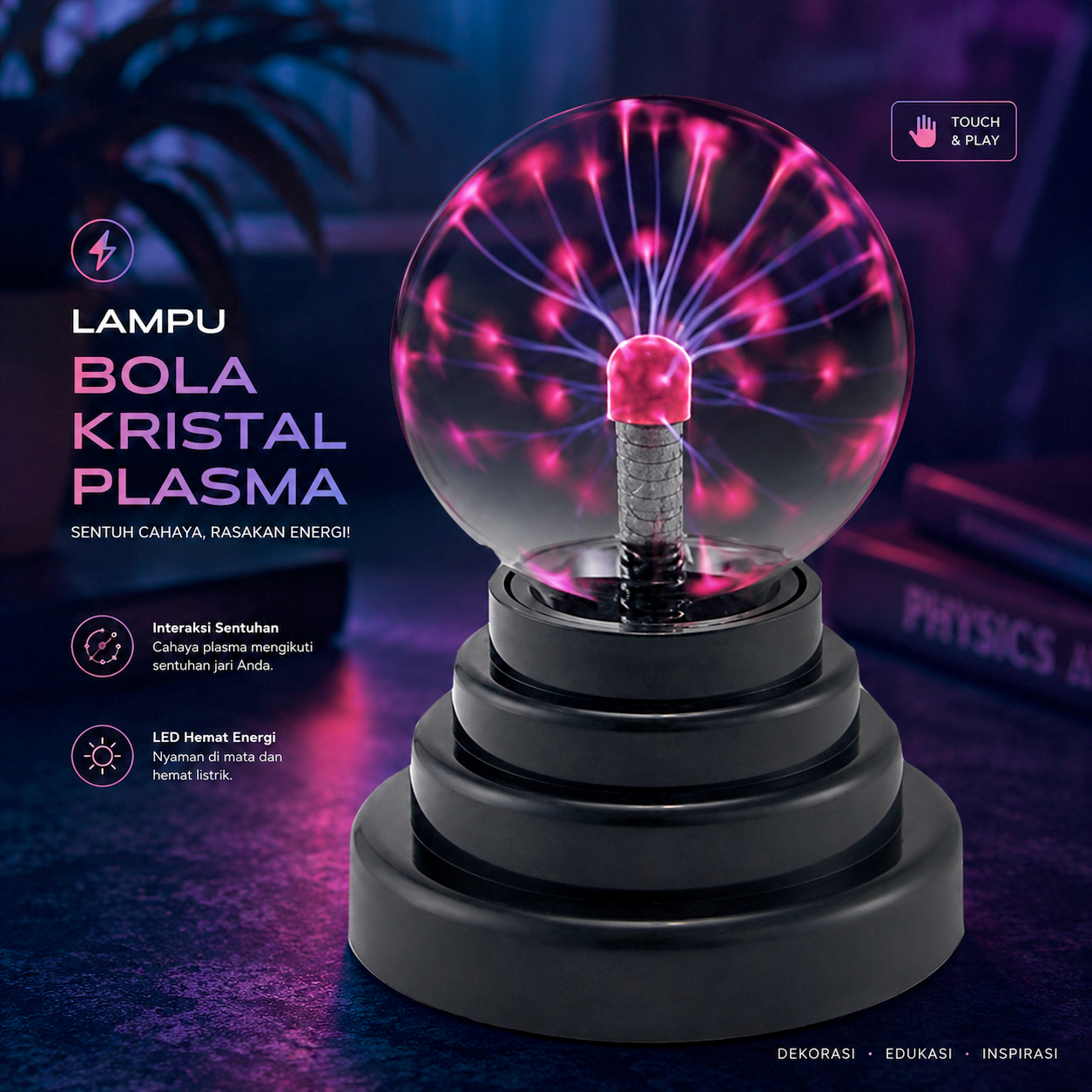 Pajangan Lampu Bola Kristal Plasma Light Sphere - ZC211700 Gambar produk Pajangan Lampu Bola Kristal Plasma Light Sphere - ZC211700 - Utama