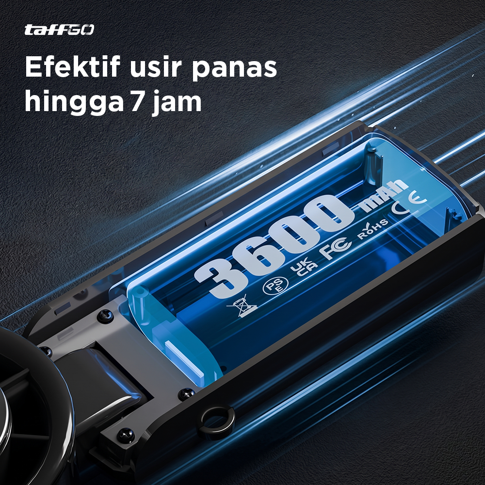 TaffGO Kipas Angin Portable Genggam Turbo Mini Cooling Fan 3600mAh - FC8 Gambar produk TaffGO Kipas Angin Portable Genggam Turbo Mini Cooling Fan 3600mAh - FC8 - 5