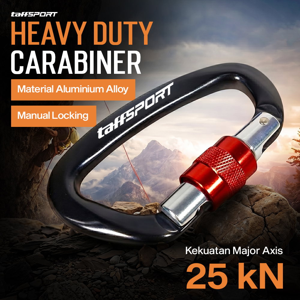 TaffSPORT Carabiner Aluminium Professional Heavy-Duty Locking 25kN - CE21 Gambar produk TaffSPORT Carabiner Aluminium Professional Heavy-Duty Locking 25kN - CE21 - Utama