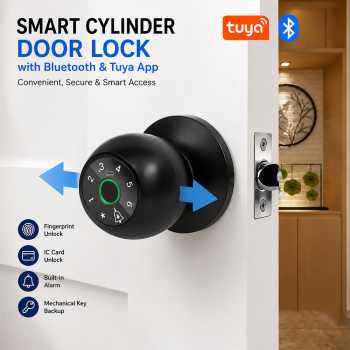 GHome Smart Cylinder Door Lock Fingerprint Card Alarm Tuya App - Q7