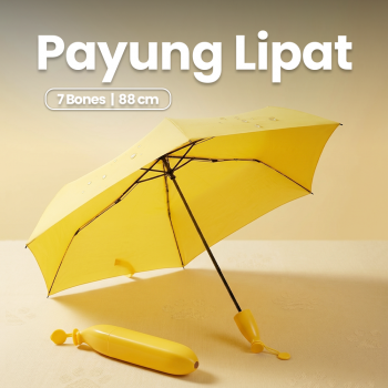 Gambar produk UM-BANANA Payung Lipat Buka Tutup Manual Desain Pisang Umbrella 88cm - UME0007
