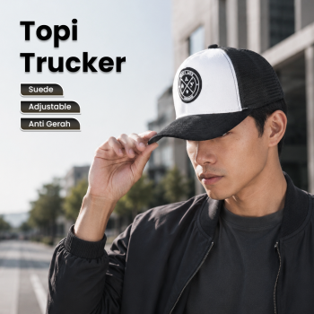 GUDIY Topi Trucker Jaring Mesh Enjoy Life Patch Suede Cap - T100