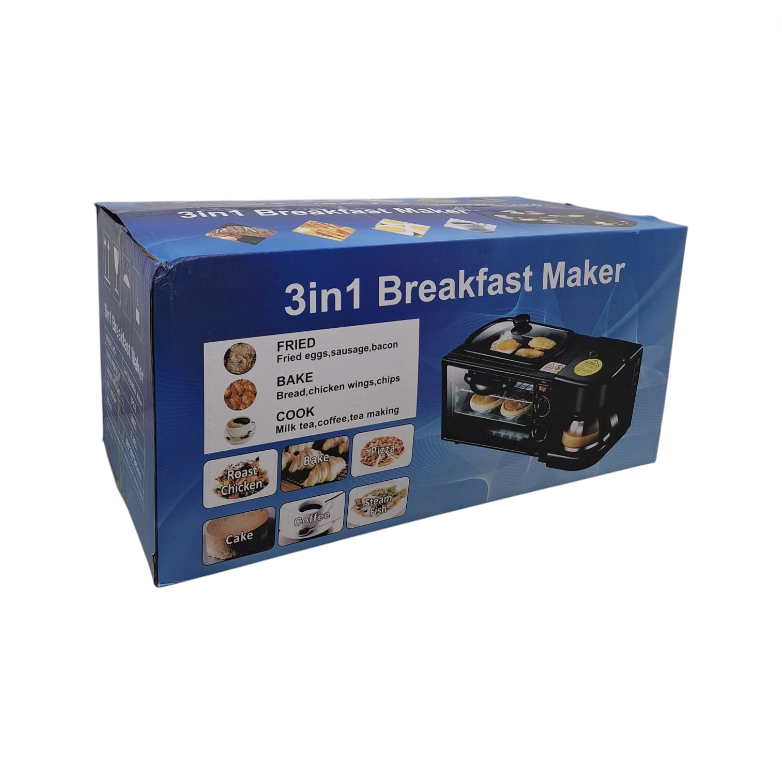 TaffHOME 3in1 Breakfast Maker Toaster Oven Listrik Mesin Kopi 1050W - JH-801 Gambar produk TaffHOME 3in1 Breakfast Maker Toaster Oven Listrik Mesin Kopi 1050W - JH-801 - Kemasan