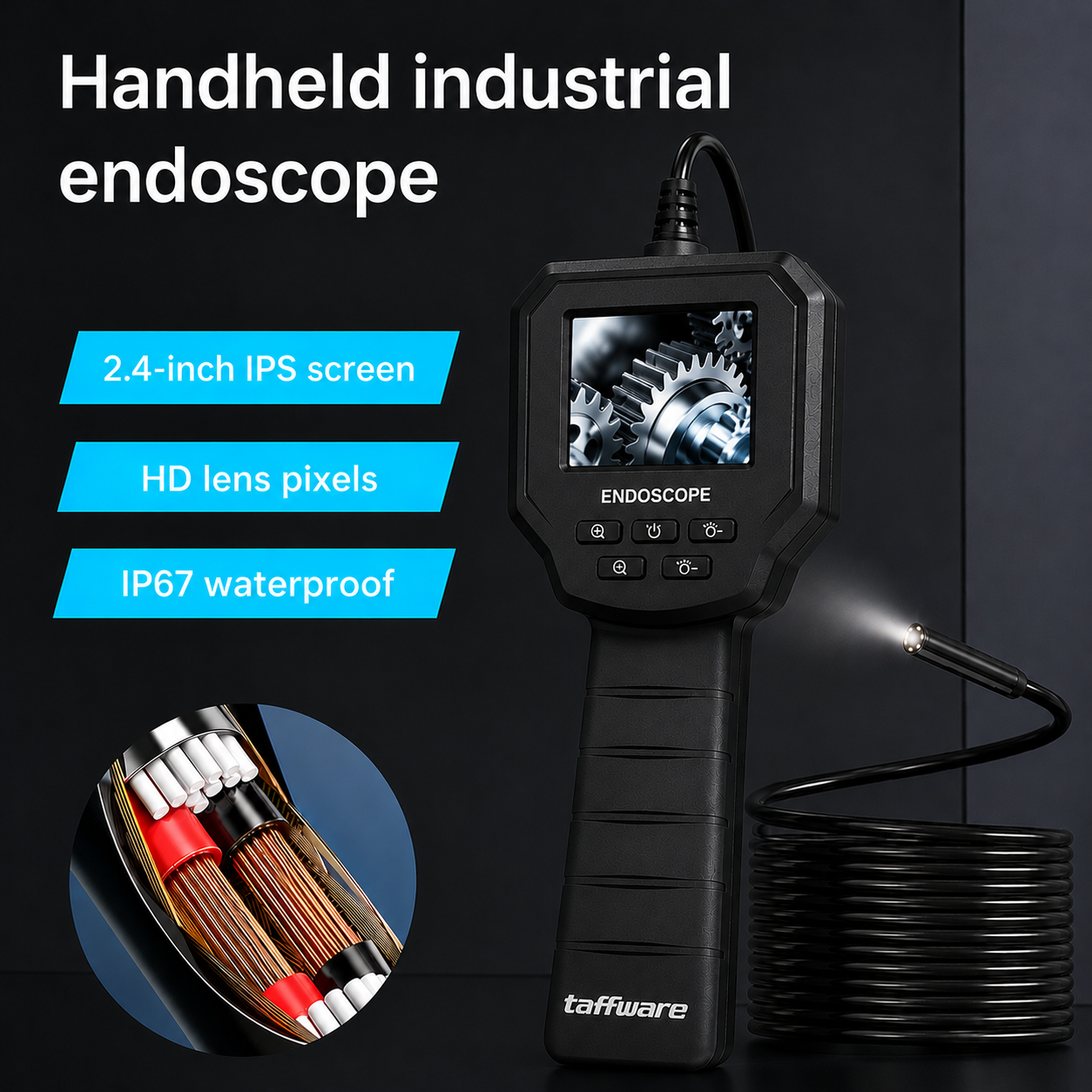 Taffware Kamera Endoskop Industrial Borescope 2.4 Inch IP67 2600mAh 5M - Inskam128 Gambar produk Taffware Kamera Endoskop Industrial Borescope 2.4 Inch IP67 2600mAh 5M - Inskam128 - Utama