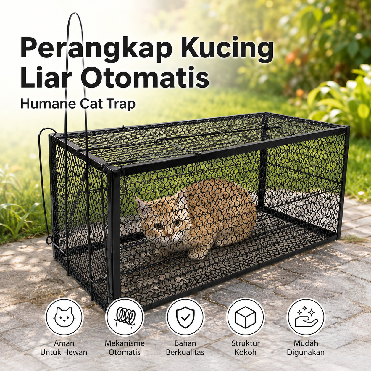 ADIWIN Jebakan Perangkap Kucing Liar Musang Otomatis Rescue Trap Cage - BK-10 Gambar produk ADIWIN Jebakan Perangkap Kucing Liar Musang Otomatis Rescue Trap Cage - BK-10 - Utama