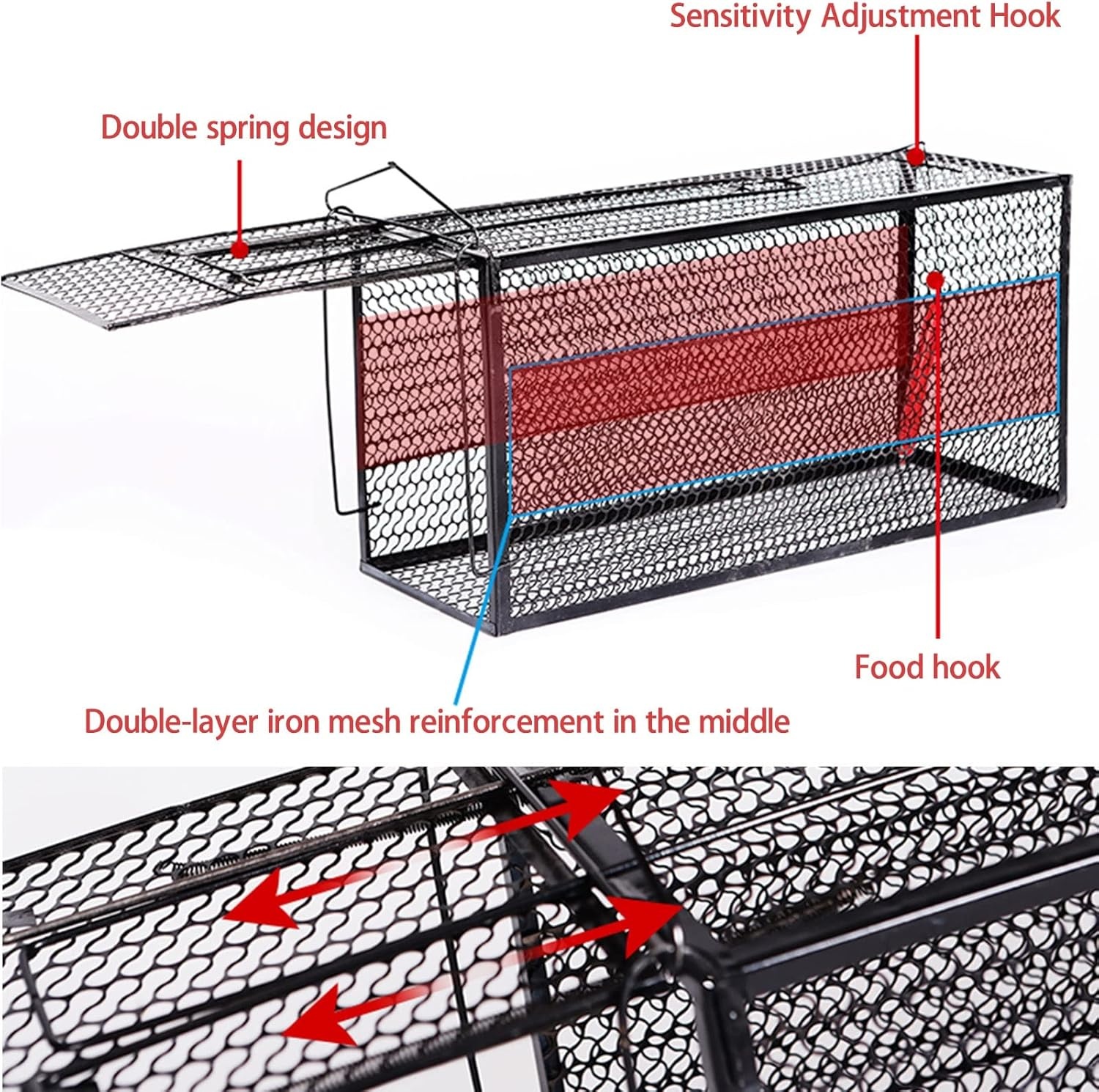 ADIWIN Jebakan Perangkap Kucing Liar Musang Otomatis Rescue Trap Cage - BK-10 Gambar produk ADIWIN Jebakan Perangkap Kucing Liar Musang Otomatis Rescue Trap Cage - BK-10 - 4