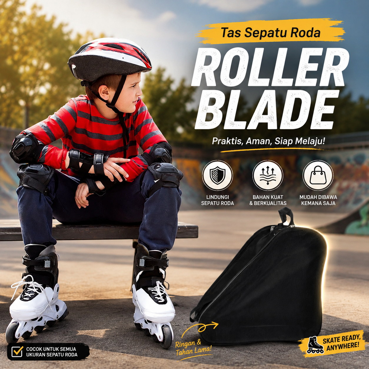 Ishiline Tas Sepatu Roda Inline Skate Roller Blade Bag - IL524 Gambar produk Ishiline Tas Sepatu Roda Inline Skate Roller Blade Bag - IL524 - Utama