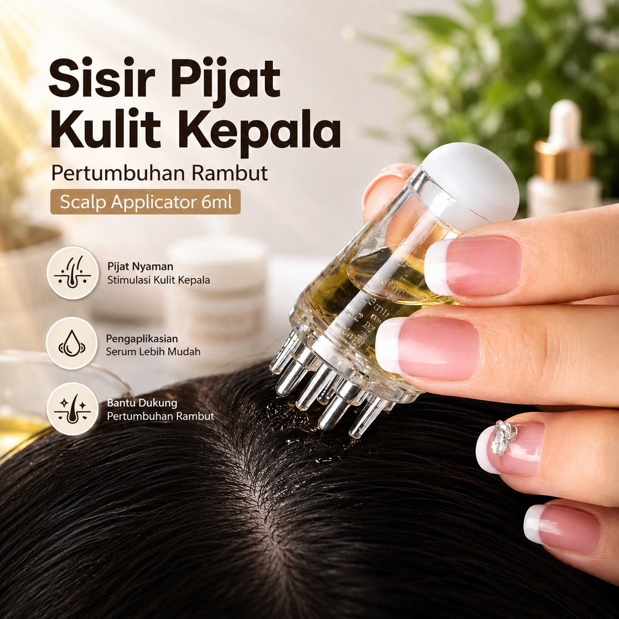 Gambar produk YIBER Sisir Pijat Kulit Kepala Pertumbuhan Rambut Scalp Applicator 6ml - YSP2 - Utama