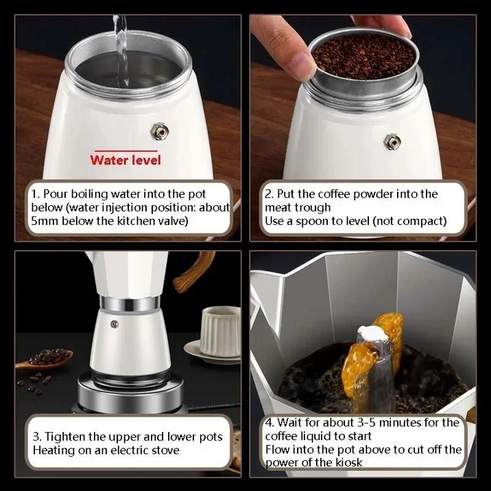 One Two Cups Moka Pot Teko Kopi Espresso Coffee 3 Cup 150ml with Base - S05 Gambar produk One Two Cups Moka Pot Teko Kopi Espresso Coffee 3 Cup 150ml with Base - S05 - Kemasan