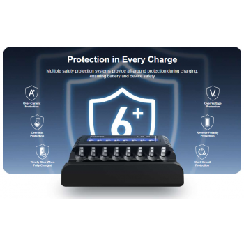 Gambar produk XTAR Charger Baterai 8 Slot AA AAA Li-Ion Ni-MH LCD Display USB Type C - L8 Pro - 1