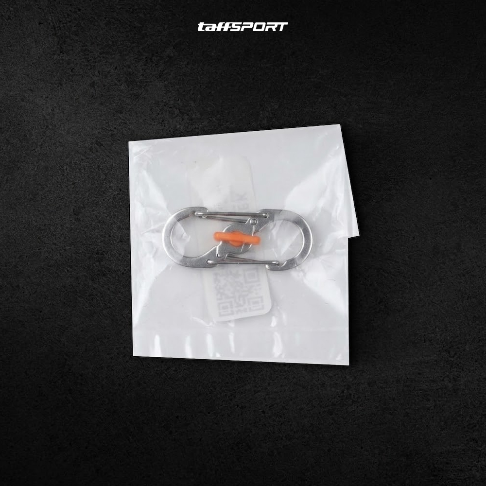 TaffSPORT Carabiner Metal Double Hook Spring Lock Gantungan Kunci 50kg - AT17 Gambar produk TaffSPORT Carabiner Metal Double Hook Spring Lock Gantungan Kunci 50kg - AT17 - Kemasan