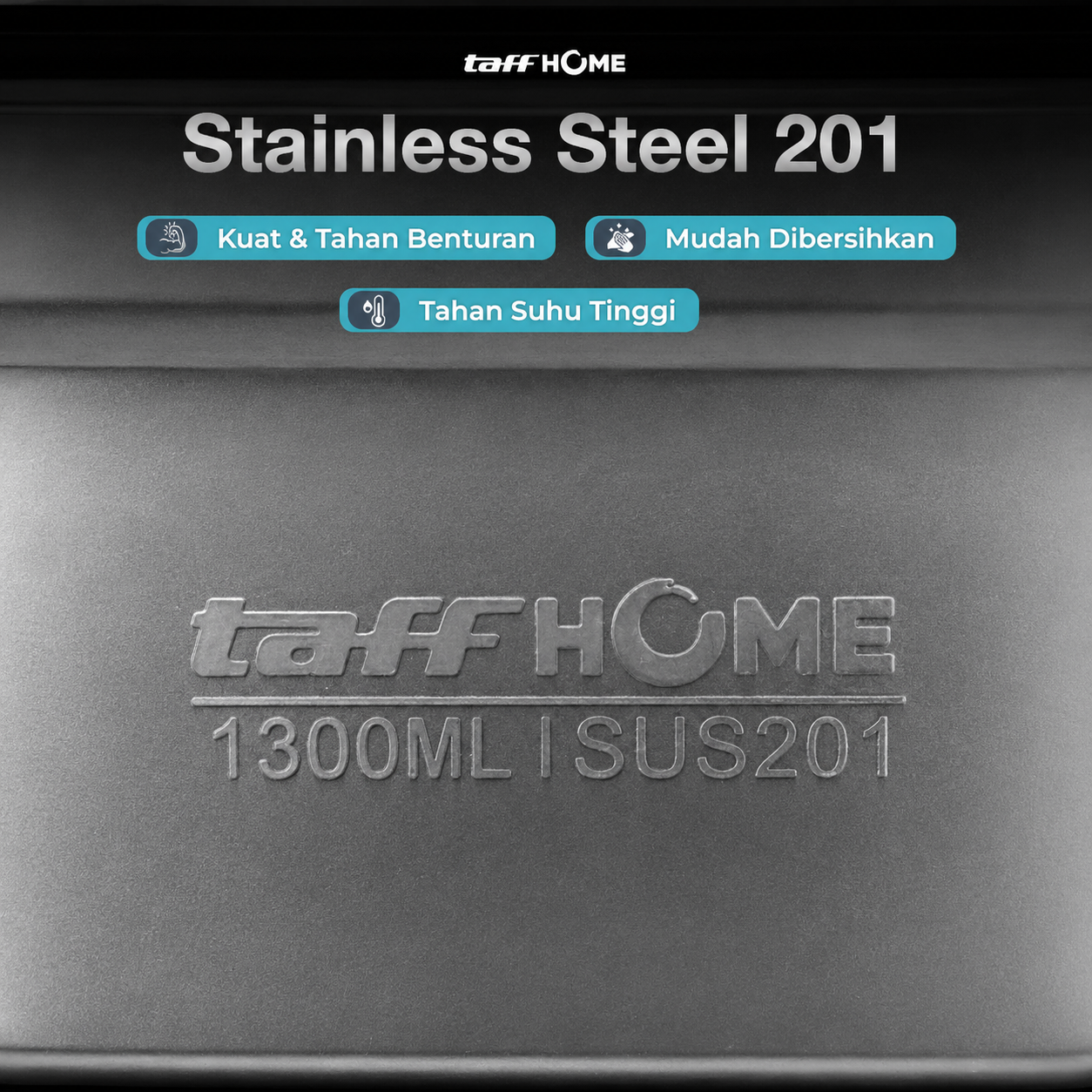TaffHOME Kotak Makan Anti Tumpah Lunch Bento Box Stainless Steel 201 1.3L - KT273 Gambar produk TaffHOME Kotak Makan Anti Tumpah Lunch Bento Box Stainless Steel 201 1.3L - KT273 - 1