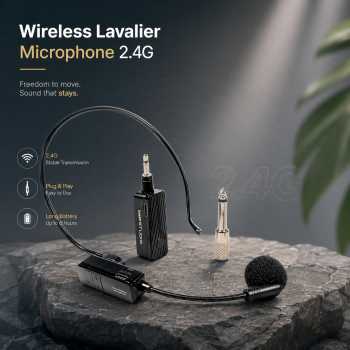 TaffSTUDIO Wireless Lavalier Lapel Microphone 6.35mm Adapter 2.4G - HX-W008