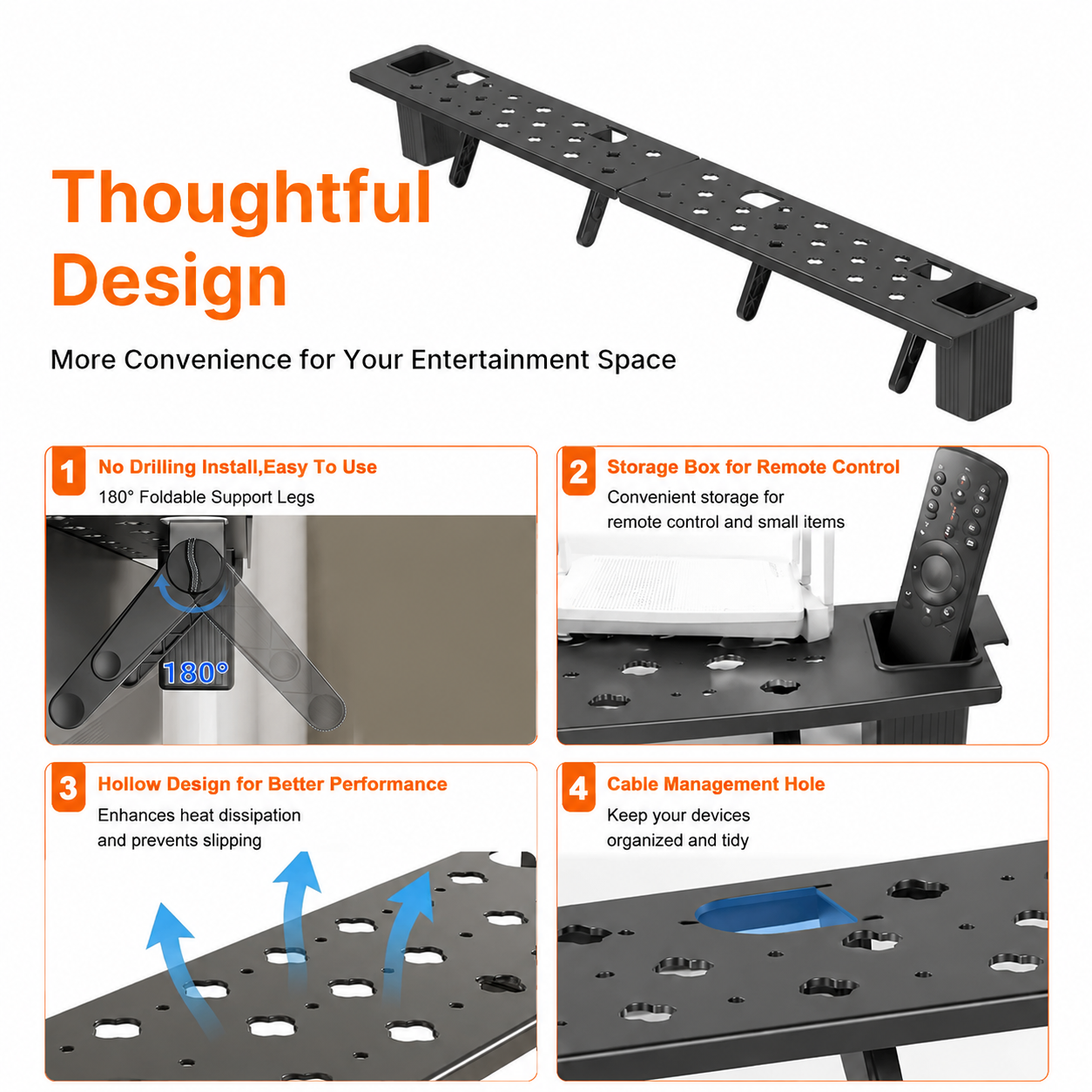 BEISHI Rak Atas TV Top Shelf Stand Cold Rolled Steel Frame Adjustable - A25F Gambar produk BEISHI Rak Atas TV Top Shelf Stand Cold Rolled Steel Frame Adjustable - A25F - 3