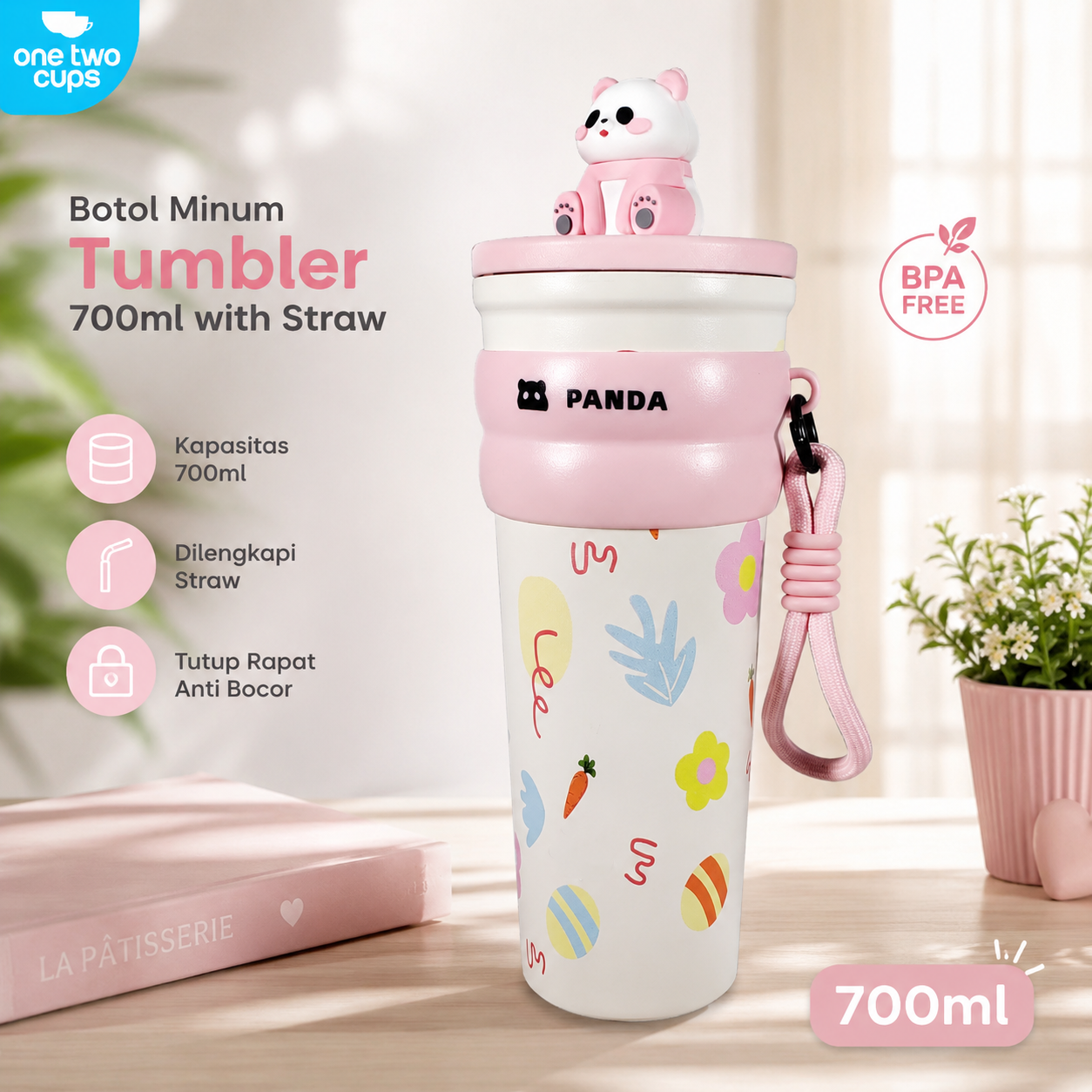 One Two Cups Botol Minum Tumbler Air Panas Dingin with Straw 700ml - KM-177 Gambar produk One Two Cups Botol Minum Tumbler Air Panas Dingin with Straw 700ml - KM-177 - Utama