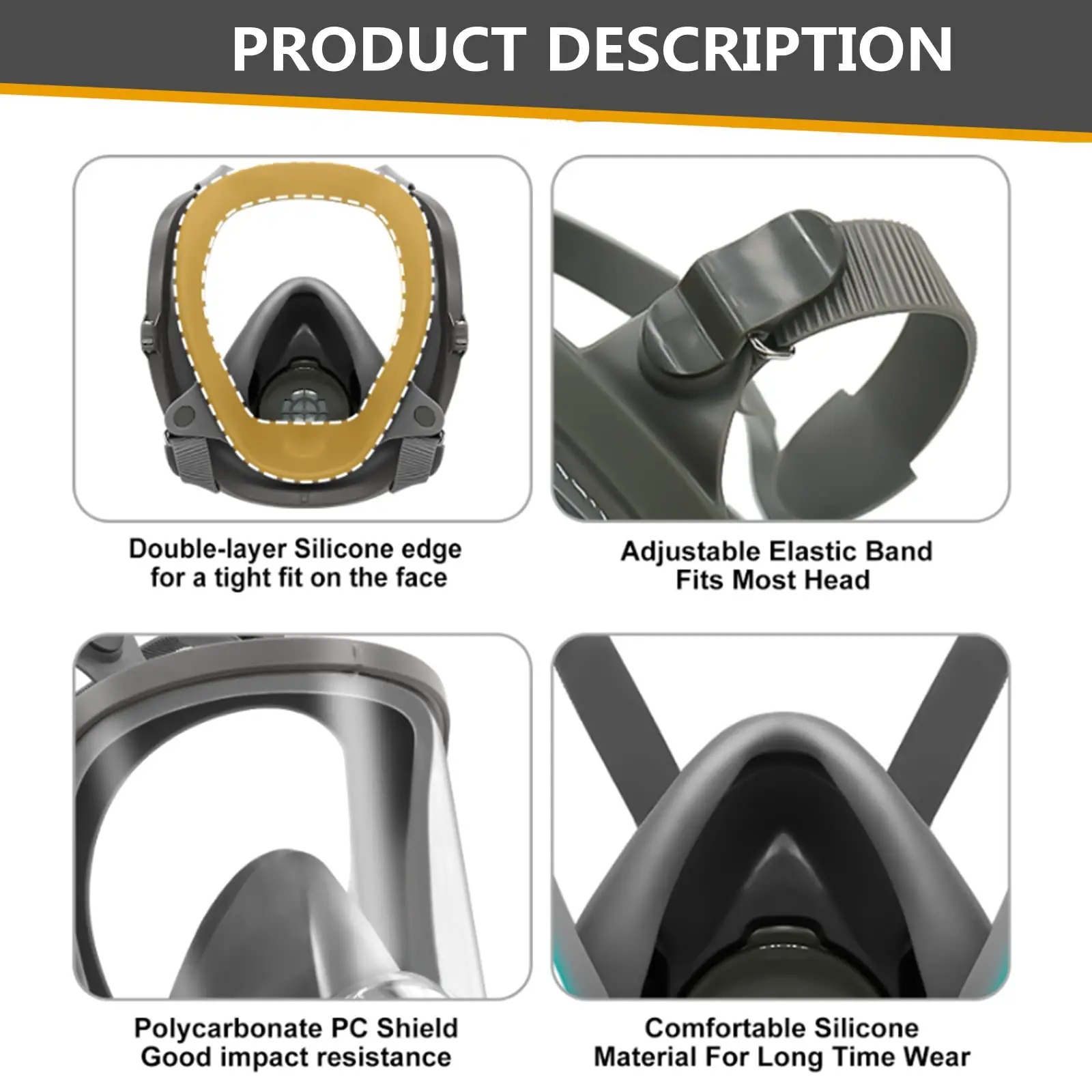 DEWBEST Masker Gas Respirator Full Face with Activated Carbon Filter - 6800-A Gambar produk DEWBEST Masker Gas Respirator Full Face with Activated Carbon Filter - 6800-A - 2