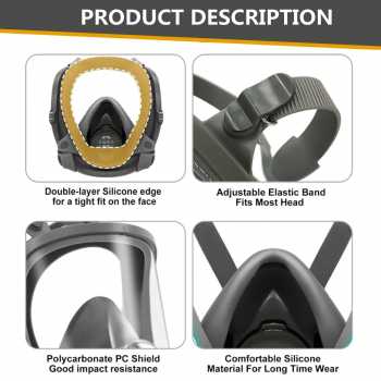 Gambar produk DEWBEST Masker Gas Respirator Full Face with Activated Carbon Filter - 6800-A - 2