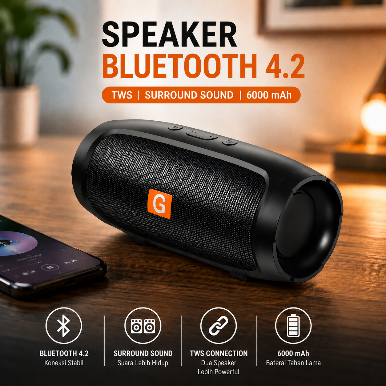 Mengear Speaker Bluetooth Portable Surroud Sound HiFi 6000mAh 6W - MINI3 Gambar produk Mengear Speaker Bluetooth Portable Surroud Sound HiFi 6000mAh 6W - MINI3 - Utama