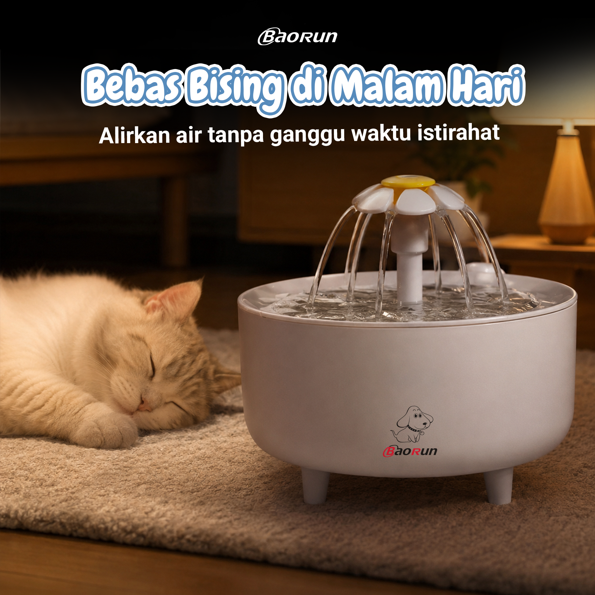 BaoRun FEIDASH Tempat Minum Anjing Kucing Fountain Dispenser 2L - G3370 Gambar produk BaoRun FEIDASH Tempat Minum Anjing Kucing Fountain Dispenser 2L - G3370 - 5