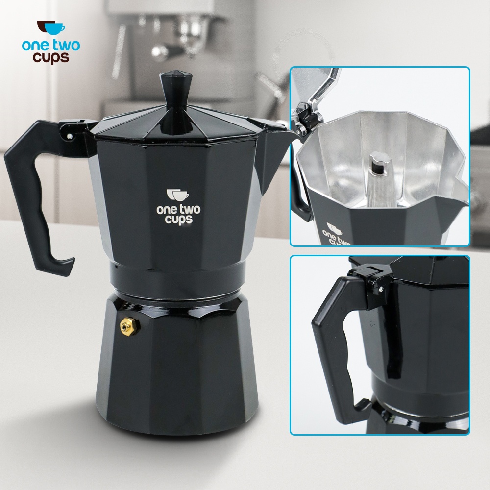One Two Cups Moka Pot Teko Kopi Espresso Coffee Maker Stovetop 9 Cup 450ml - L25 Gambar produk One Two Cups Moka Pot Teko Kopi Espresso Coffee Maker Stovetop 9 Cup 450ml - L25 - 1