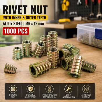 LIUYI Mur Rivet Nut with Inner Outer Teeth Alloy Steel 1000 PCS - JR20