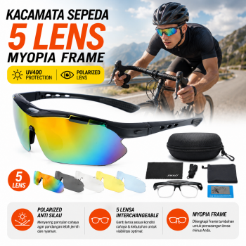 Gambar produk JINAO Kacamata Sepeda 5 Lensa Myopia Frame Outdoor Cycling Sunglasses - 0089