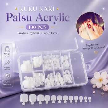 Sibba Kuku Kaki Palsu Tempel Fake Toenails Acrylic Nail Art 100 PCS - SB-10