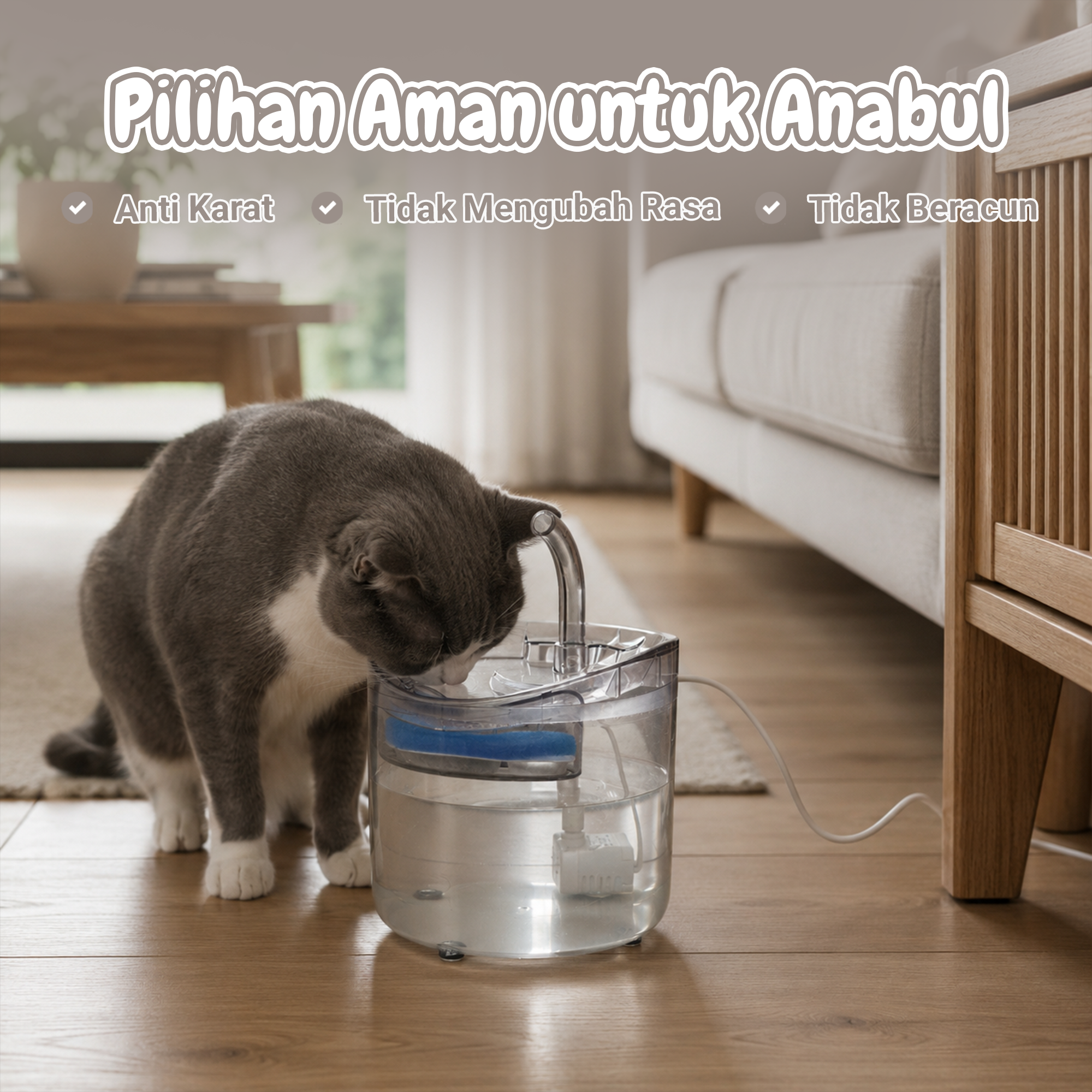 COKIAS Water Dispenser Fountain Tempat Minum Anjing Kucing - WF060 Gambar produk COKIAS Water Dispenser Fountain Tempat Minum Anjing Kucing - WF060 - 6