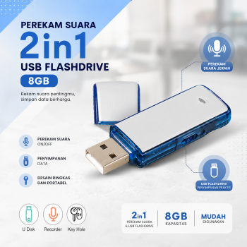 Gambar produk Flashdisk Perekam Suara 2in1 USB Flashdrive Sound Voice Recorder 8GB
