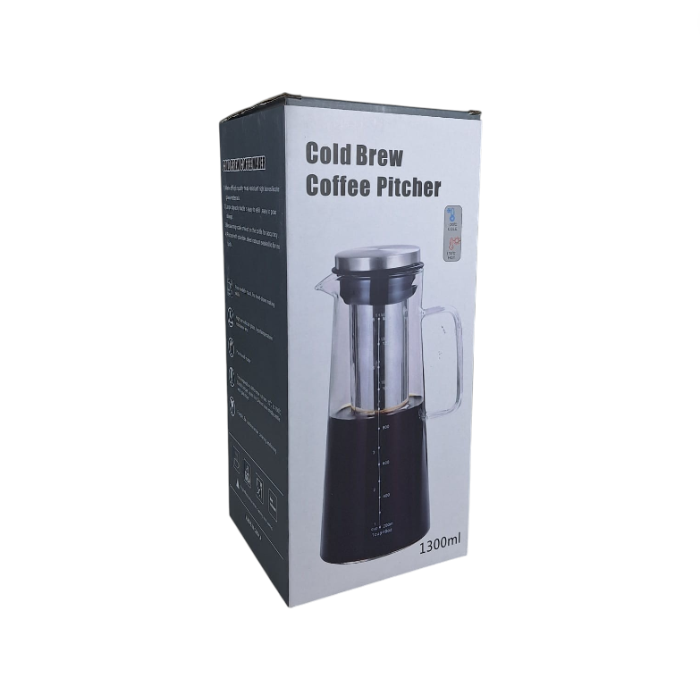 Gambar produk One Two Cups Teko Kaca Kopi Teh Water Pitcher Stainless Steel Filter 1300ml - MD-10 - Kemasan