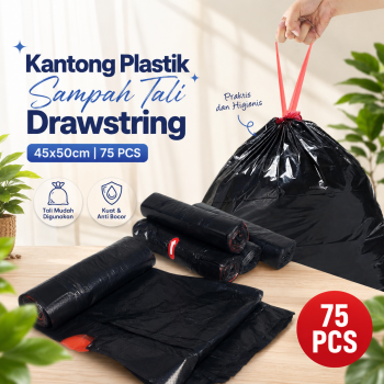 TRASU Kantong Plastik Sampah Tali Drawstring Trash Bag 45x50cm 75 PCS - TR-75