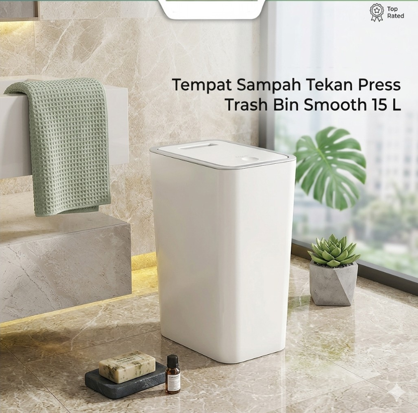 TaffHOME Tempat Sampah Tekan Press Trash Bin Smooth Opening 15L - T15 Gambar produk TaffHOME Tempat Sampah Tekan Press Trash Bin Smooth Opening 15L - T15 - Utama