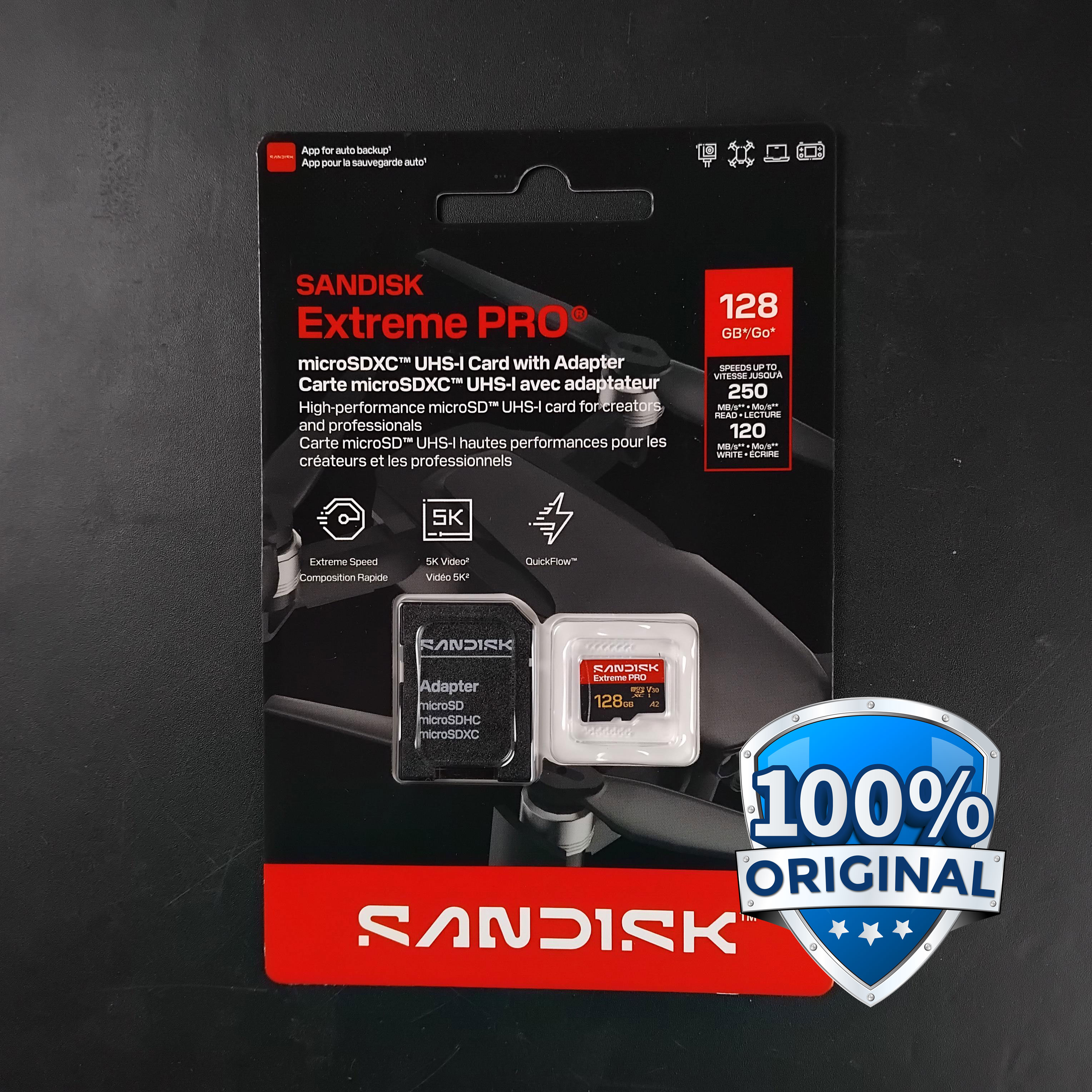 SanDisk Extreme Pro microSDXC UHS-I U3 V30 250MB/s 128GB - SDSQXCJ Gambar produk SanDisk Extreme Pro microSDXC UHS-I U3 V30 250MB/s 128GB - SDSQXCJ - Utama