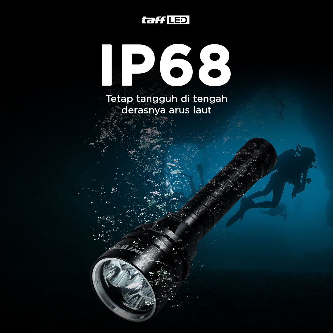 TaffLED Senter Selam Diving CREE T6 Waterproof IP68 10000 Lumens - TG-S151 Gambar produk TaffLED Senter Selam Diving CREE T6 Waterproof IP68 10000 Lumens - TG-S151 - 2