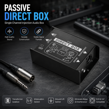 YOUHA Passive Direct Box Single Channel Injection Audio Box XLR TRS - DIBOX001