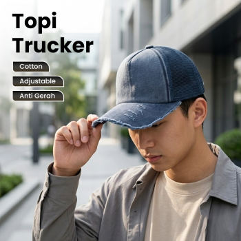 GUDIY Topi Trucker Jaring Washed Cotton Cap - T300