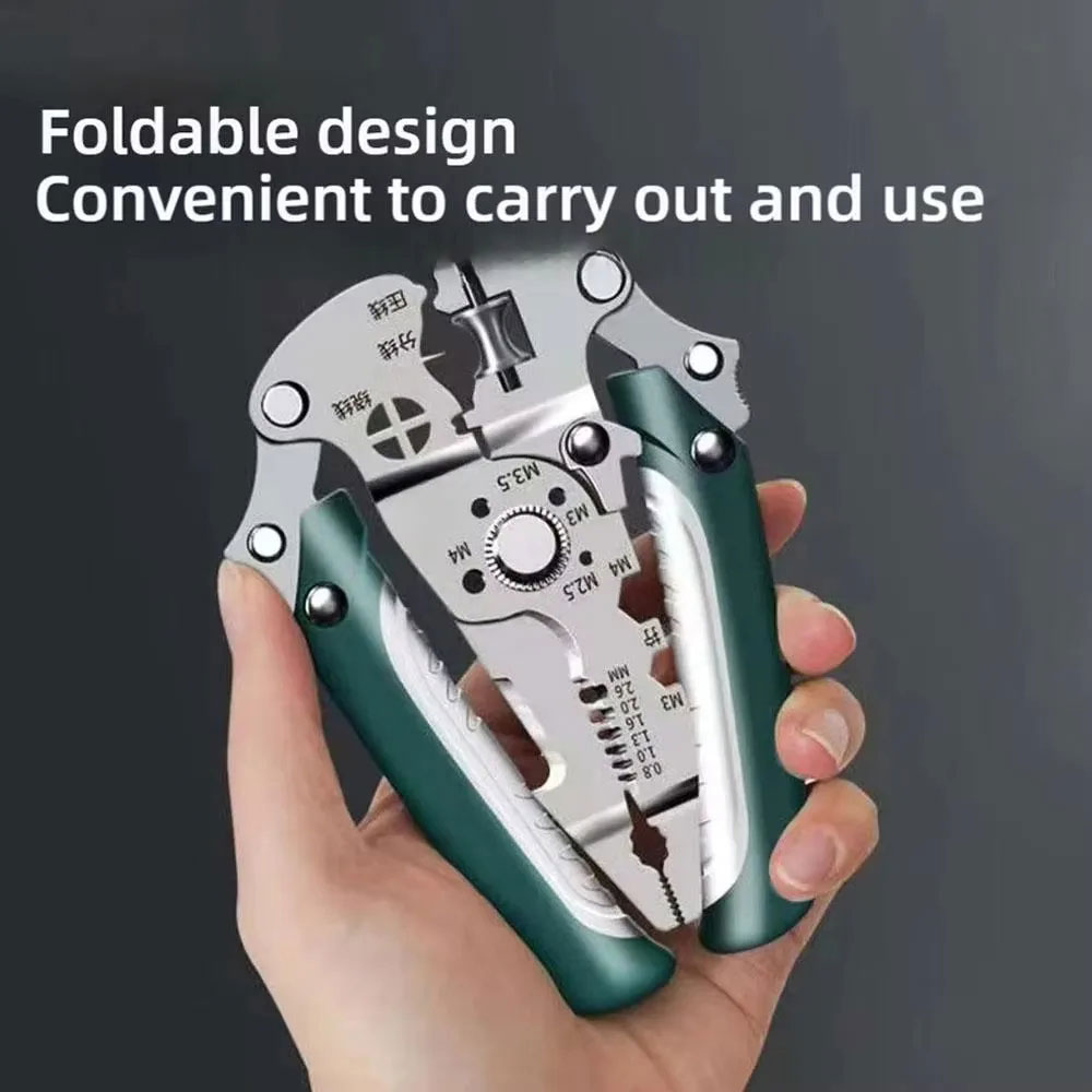 Pi Tang Lipat 18in1 Multifungsi Kupas Kabel Wire Stripper Cutter - TK0800 Gambar produk Pi Tang Lipat 18in1 Multifungsi Kupas Kabel Wire Stripper Cutter - TK0800 - 2