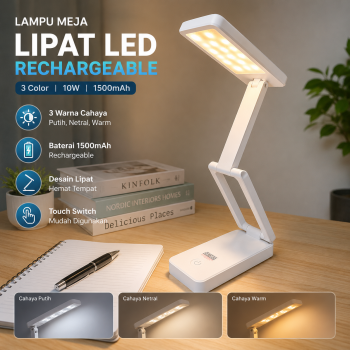 GGBE Lampu Meja Belajar Lipat LED Recharge 3 Color 10W 1500mAh - A24