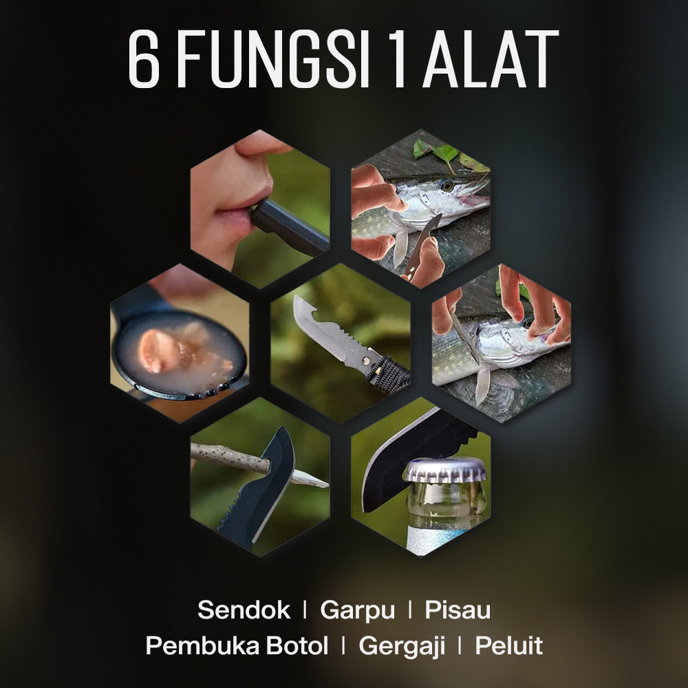 Gambar produk Petrified Fish Sendok Pisau Outdoor Camping EDC Tools - LX709 - 1