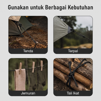 Gambar produk TaffSPORT Tali Tenda Paracord Rope Clothes Drying 7 Core 4mm 100M - KO5 - 5