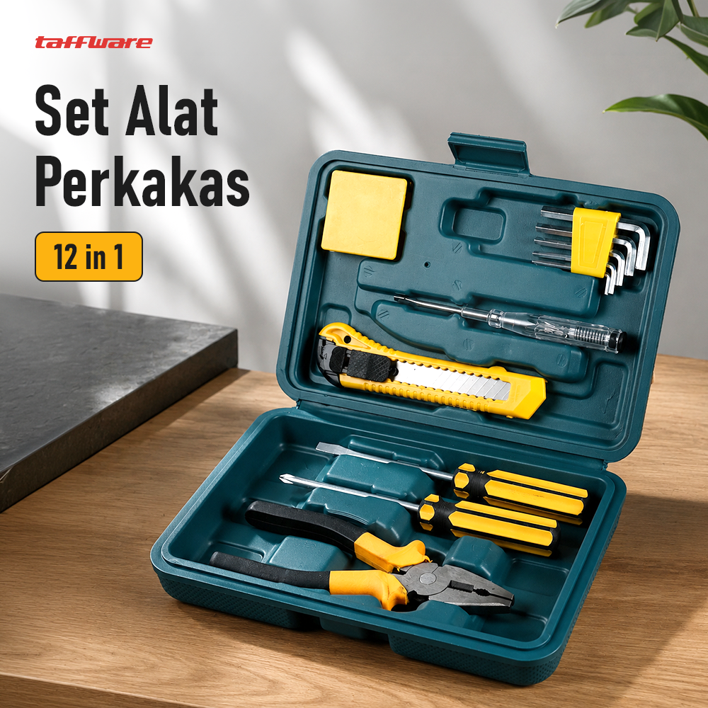Gambar produk Taffware Tool Kit Set Perkakas Rumah Obeng Tang Cutter Kunci L 12in1 - KS-011 - Utama