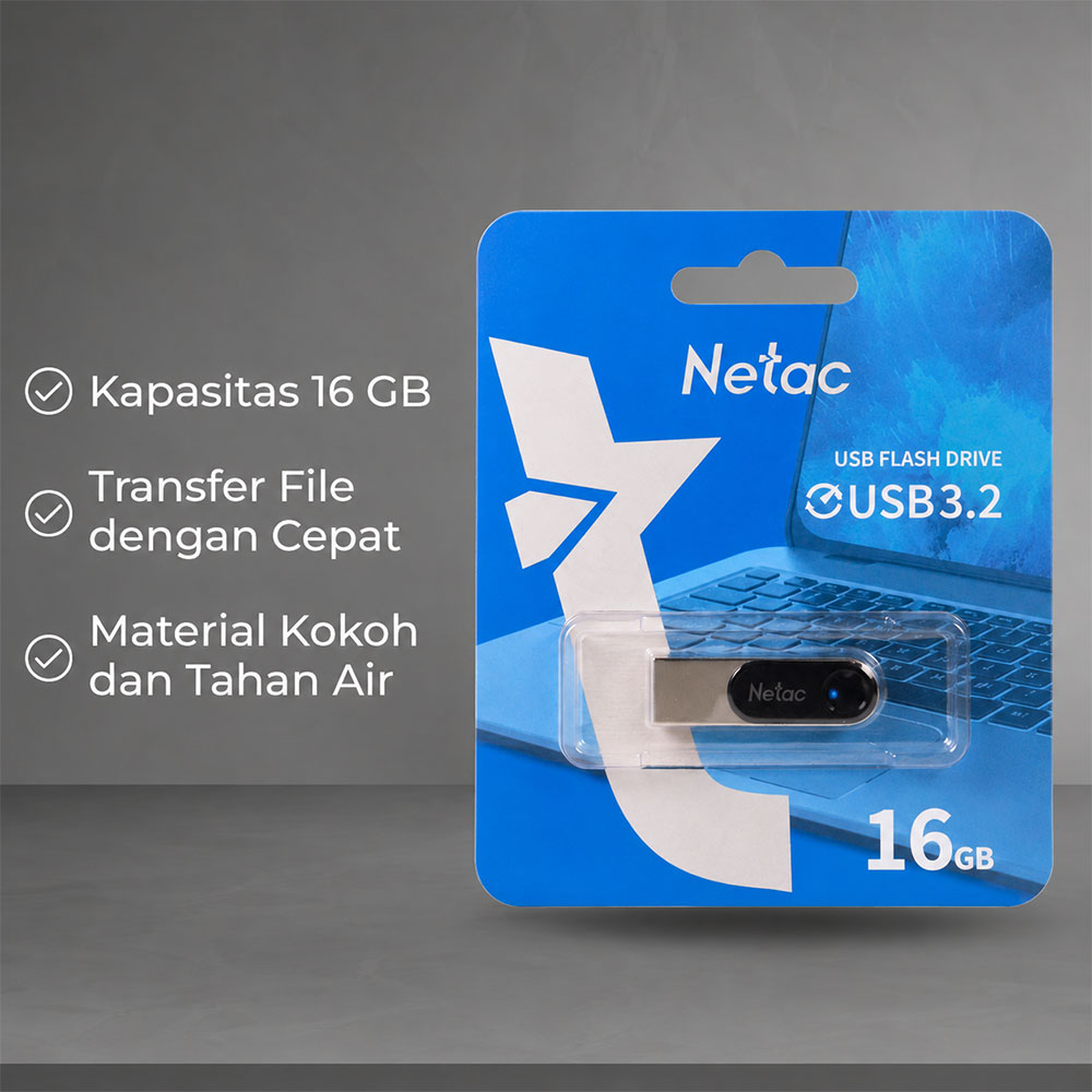 Netac Flashdisk USB 3.2 120 MB/s 16GB - U278 Gambar produk Netac Flashdisk USB 3.2 120 MB/s 16GB - U278 - 2
