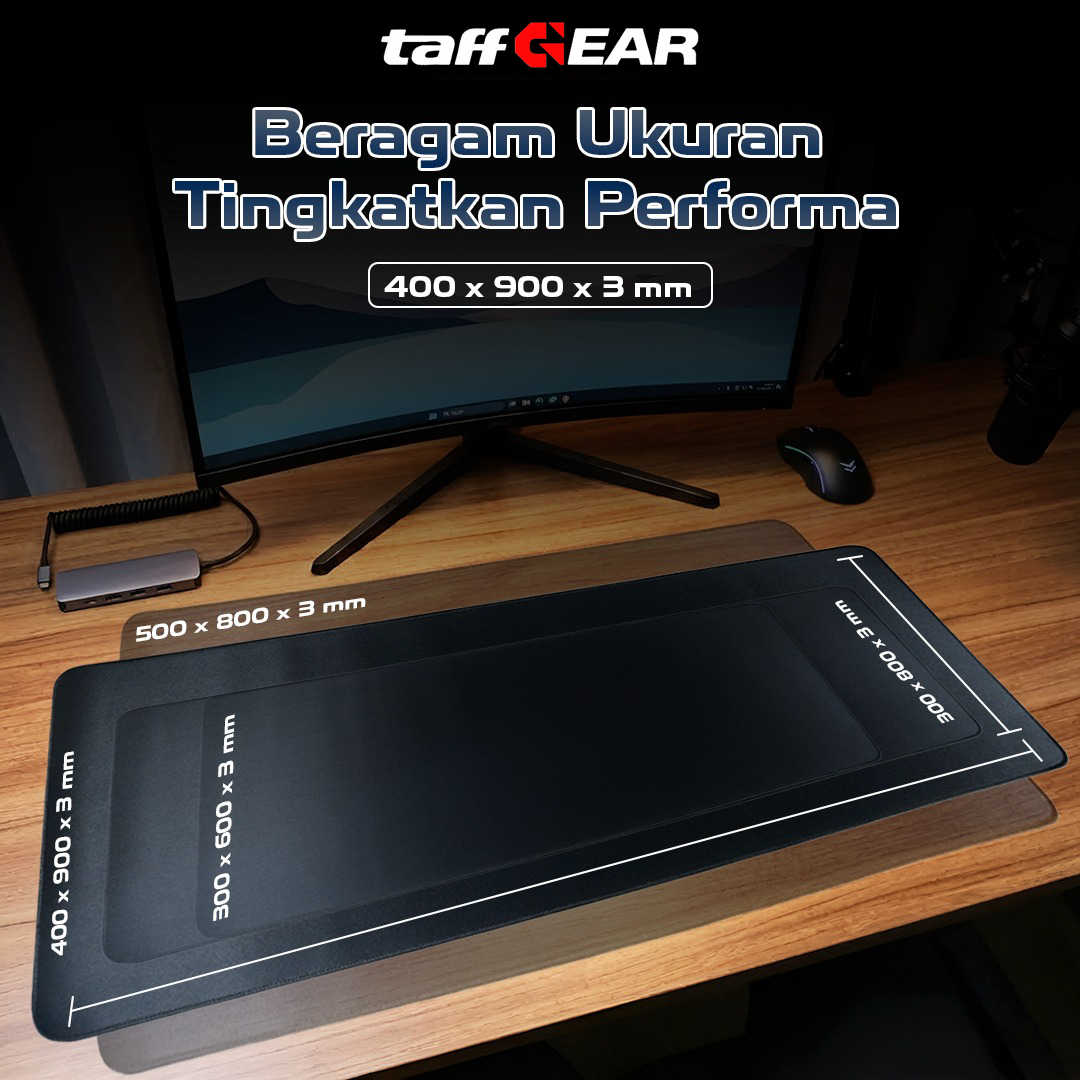Gambar produk TaffGEAR Gaming Mouse Pad XL Desk Mat Polos Anti Slip Waterproof 400x900x3mm - MP001 - 7