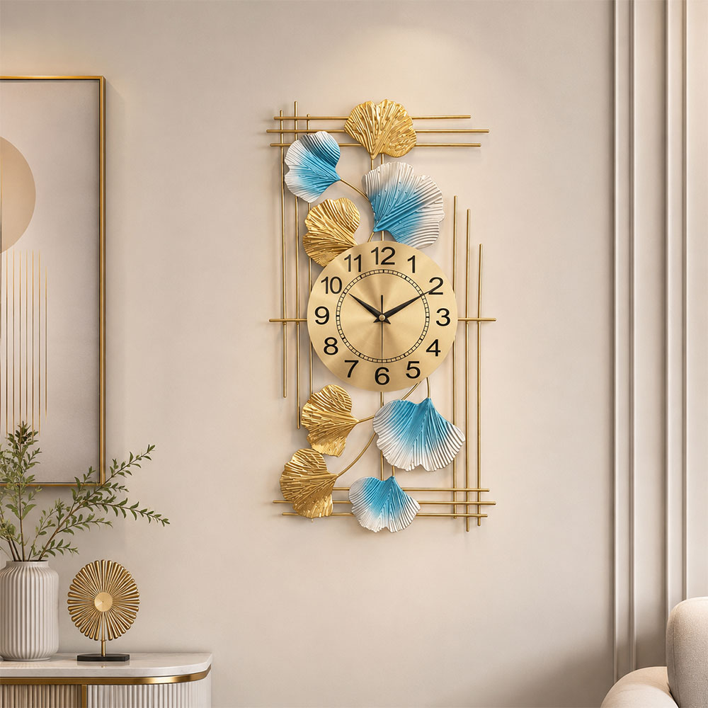 TaffHOME Jam Dinding Aesthetic Ginkgo Iron Quartz Movement 45.5cm - 7231X Gambar produk TaffHOME Jam Dinding Aesthetic Ginkgo Iron Quartz Movement 45.5cm - 7231X - 5