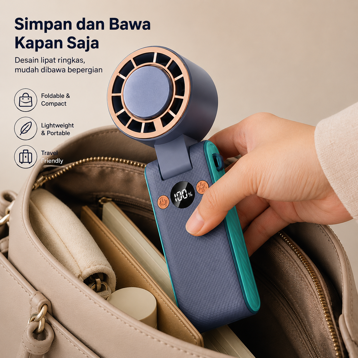 BSIDE Kipas Angin Portable Turbo 120 Speed Mini Cooling Fan 2000mAh - M8 Gambar produk BSIDE Kipas Angin Portable Turbo 120 Speed Mini Cooling Fan 2000mAh - M8 - 3