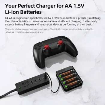Gambar produk XTAR Charger Baterai 4 Slot AA 1.5 V Li-ion 5V 2A Built-in USB Type-C - C4-AA - 1