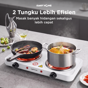 Gambar produk TaffHOME Kompor Listrik 2 Tungku Portable 5 Gear Coil Hot Plate 2000W - C2-2000-20 - 2