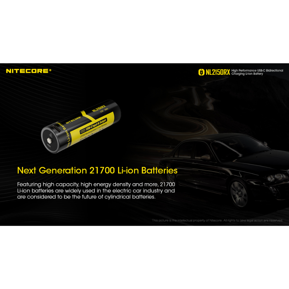 Gambar produk NITECORE Baterai Isi Ulang 21700 Flat Top Li-Ion 5000mAh 3.6V 1 PCS - NL2150RX - 2