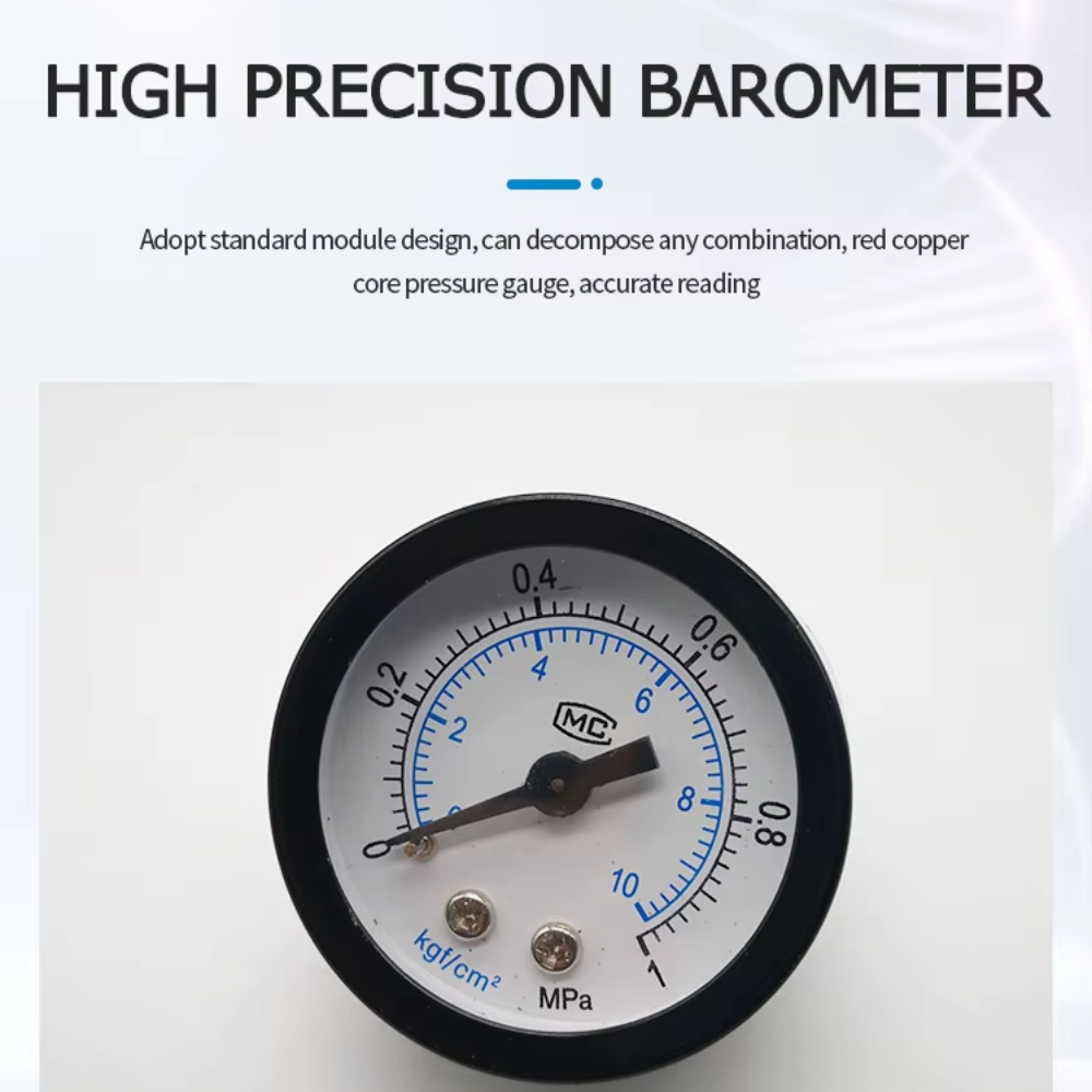 Gambar produk Ruilo Air Filter Regulator Pneumatic Saringan Kompresor Angin G1/4 Copper Core - AFR-2000 - 4