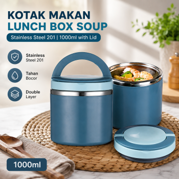 Tassety Kotak Makan Lunch Box Soup Stainless Steel 201 1000ml with Lid - TS-20